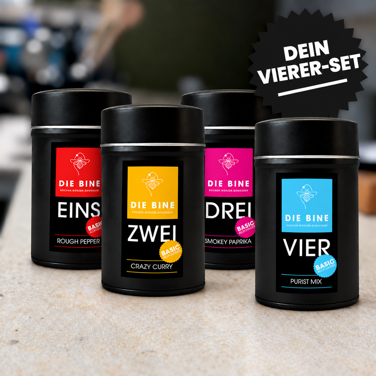 Vierer Gewürzset mit 4 Aromadosen | DIE BINE – DIE BINE